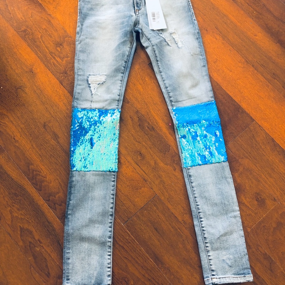Manila Grace denim jeans with sequins NWT